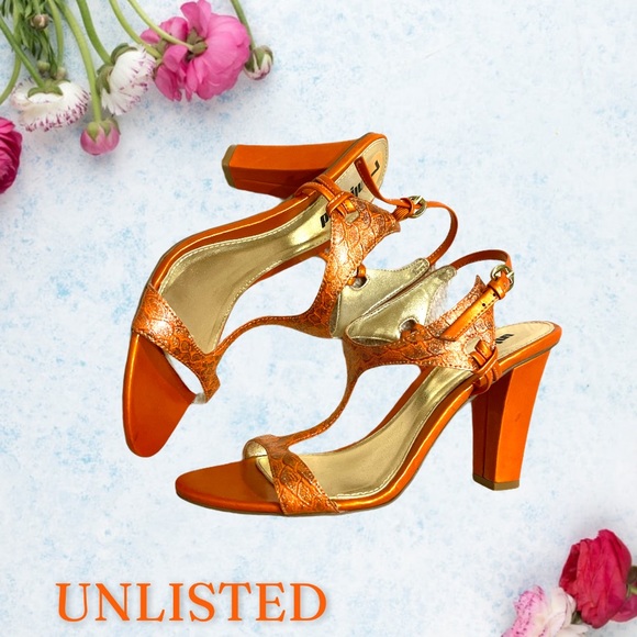 EUC Unlisted Metallic Orange Sandals US size 7 - Picture 4 of 6